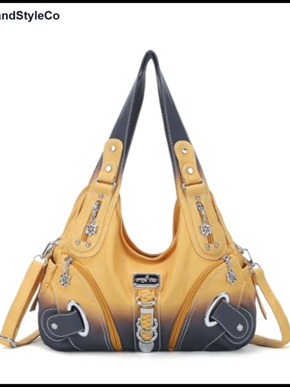 Washed PU Leather Hobo Shoulder Bag Convertible Satchel Large Vegan Handbag
